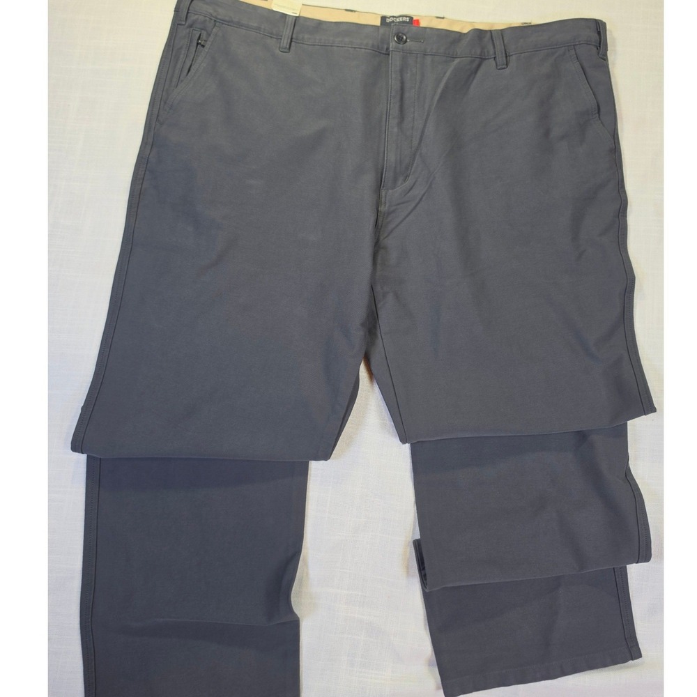 Dockers Smart 360 Knit Comfort Chino Gray Big & Tall Straight Fit 46x34 NEW